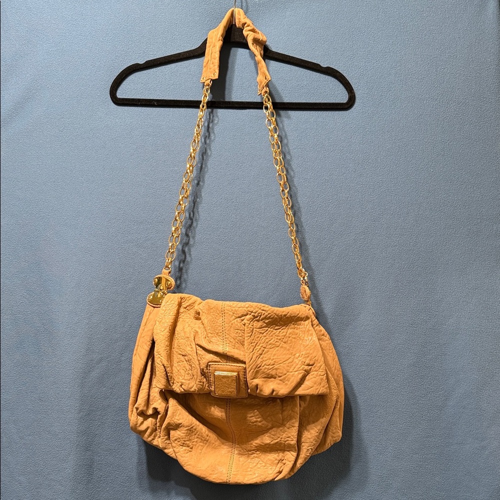 Gustto Chic Tan Shoulder Bag with Gold Chain